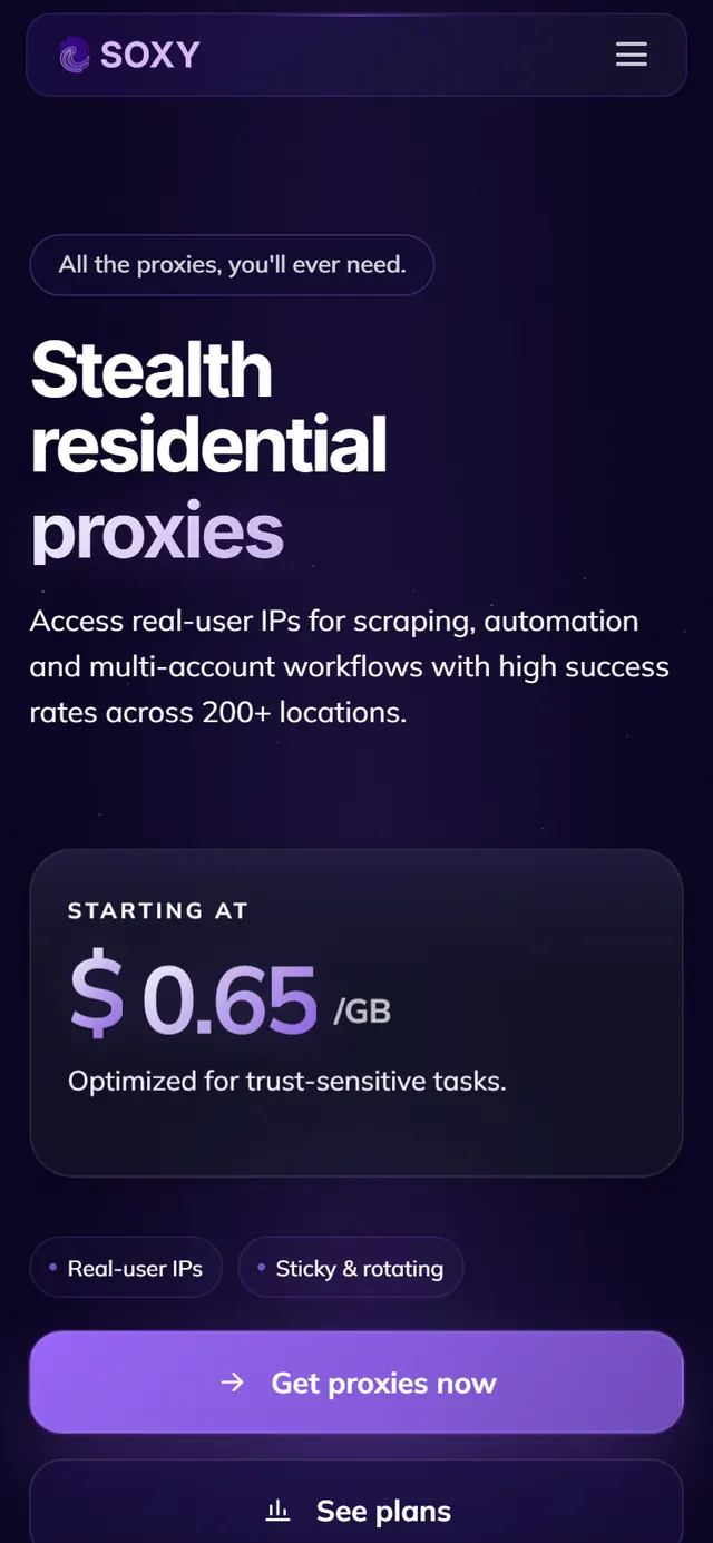 Мобильная версия Soxy