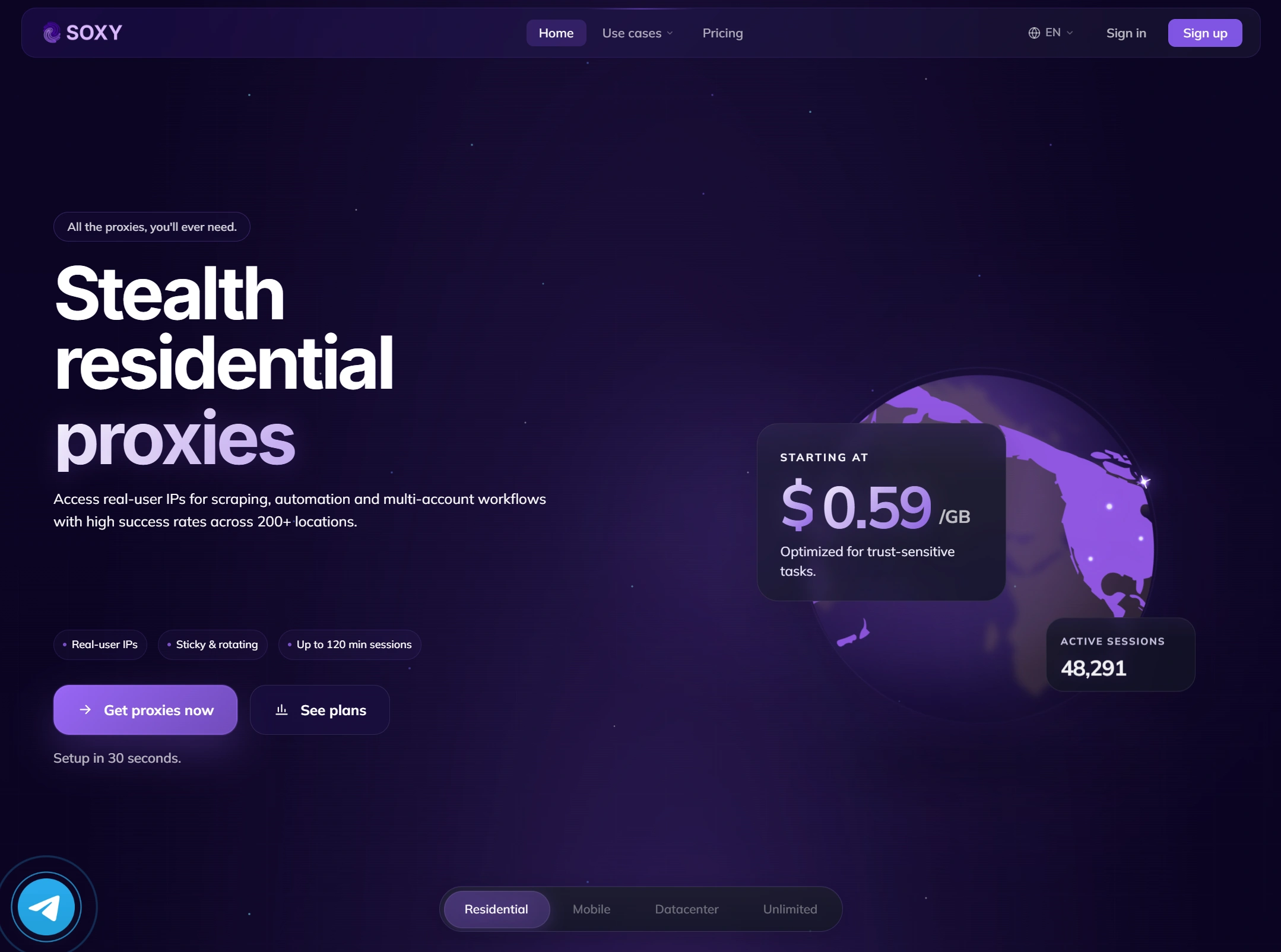 Интерфейс платформы Soxy
