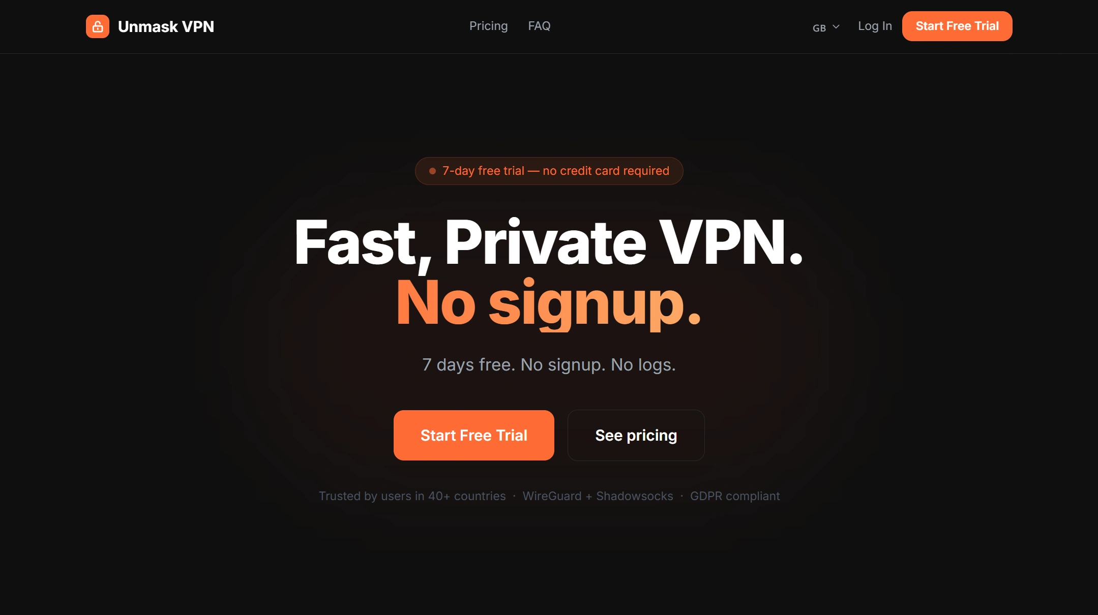 Интерфейс платформы VPN-Mask